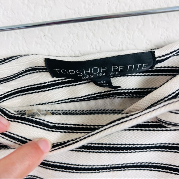 TOPSHOP Black & White Striped Button Suit Mini Skirt - Picture 6 of 12